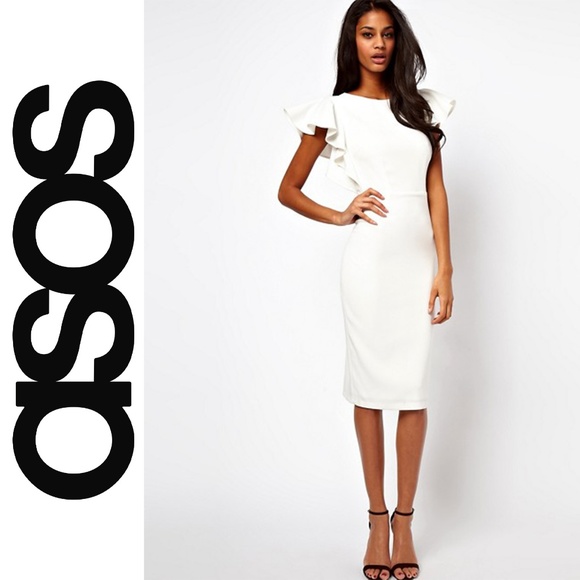 asos white pencil dress